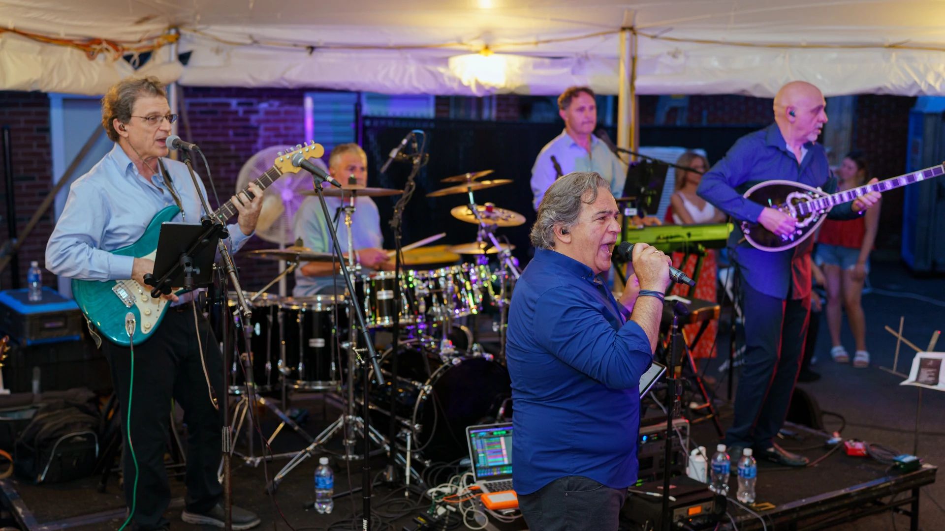 Costas Apostolopoulos on drums with Orfeas Band at a wedding