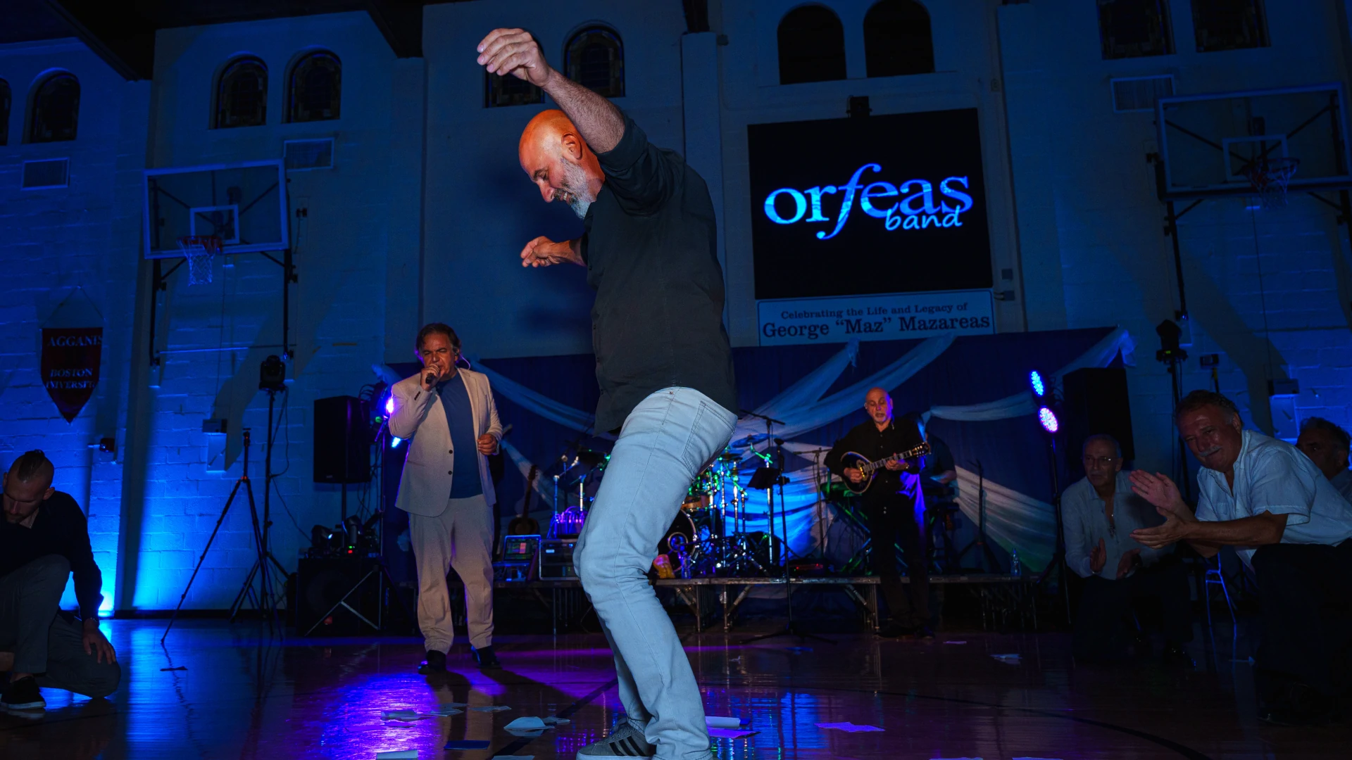 Orfeas Band entertaining guests at a large Greek celebration